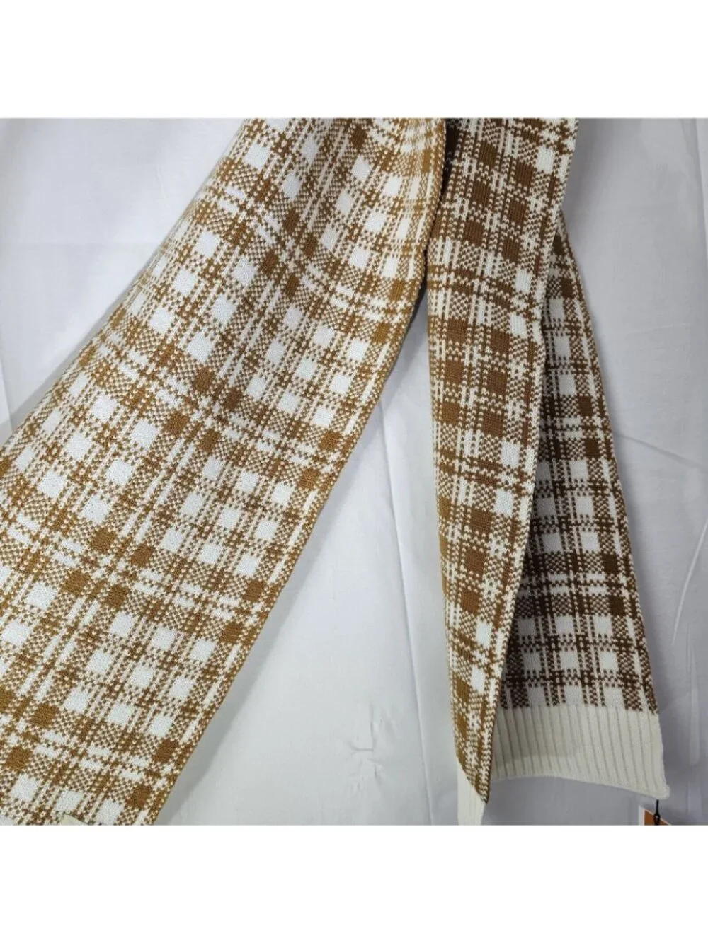 NWT Timberland Scarf One Size Brown Plaid Knit Buffalo Check Winter Outdoor